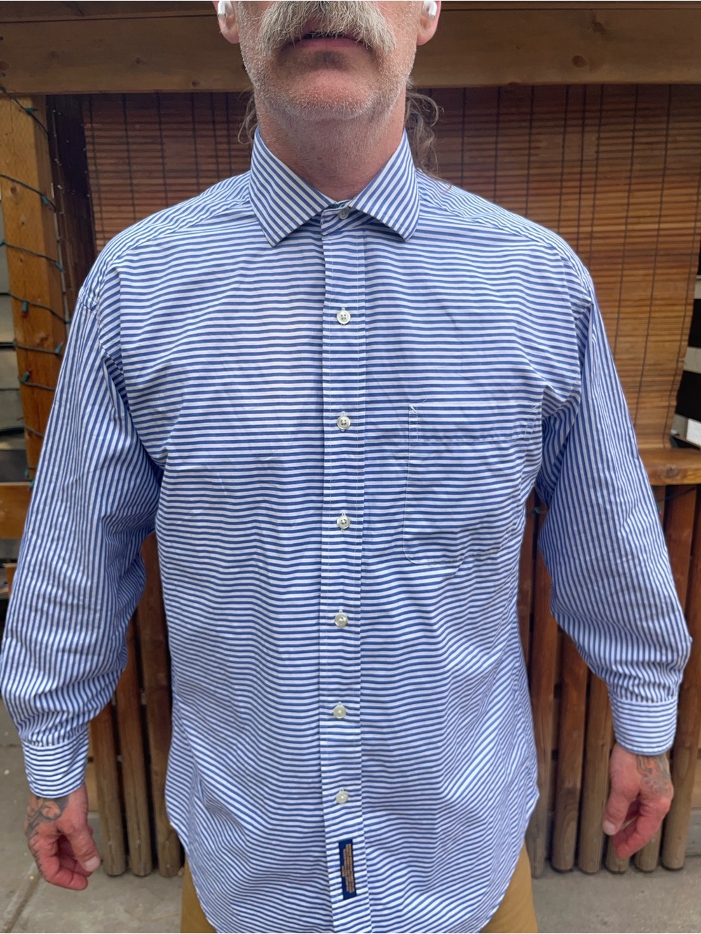 Vintage 90s Tommy Hilfiger Nautical Blue Pin Striped Long Sleeve Button Up